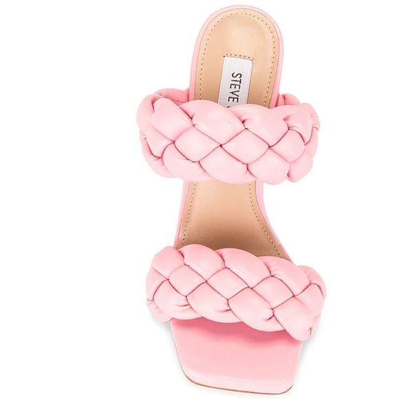 STEVE MADDEN KENLEY PINK BRAIDED SANDAL HEEL - Picture 5 of 6